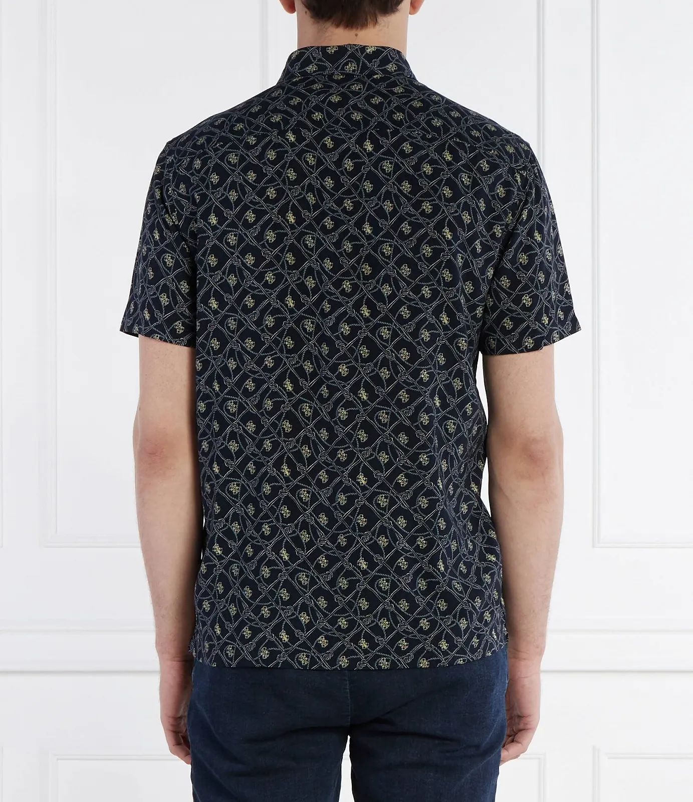 Мужская рубашка Guess - Ss Collin Aop Shirt Темно-синяя - L, фото №3