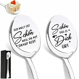 Набор из 2 кофейных ложек с гравировкой 19 см - Фото 1