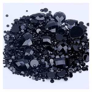 Стрази Круглі Акрилові Чорні Різних Розмірів Плоскі Без термофіксації Кристали для дизайну нігтів - Фото 1