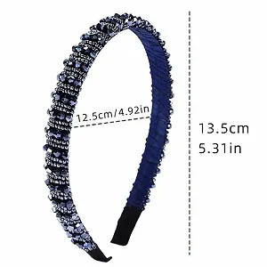 Обруч Темно-синий Плетеный Цепочка из Бусин с Кристаллическими Бусинами synthetic.ua - Фото 1