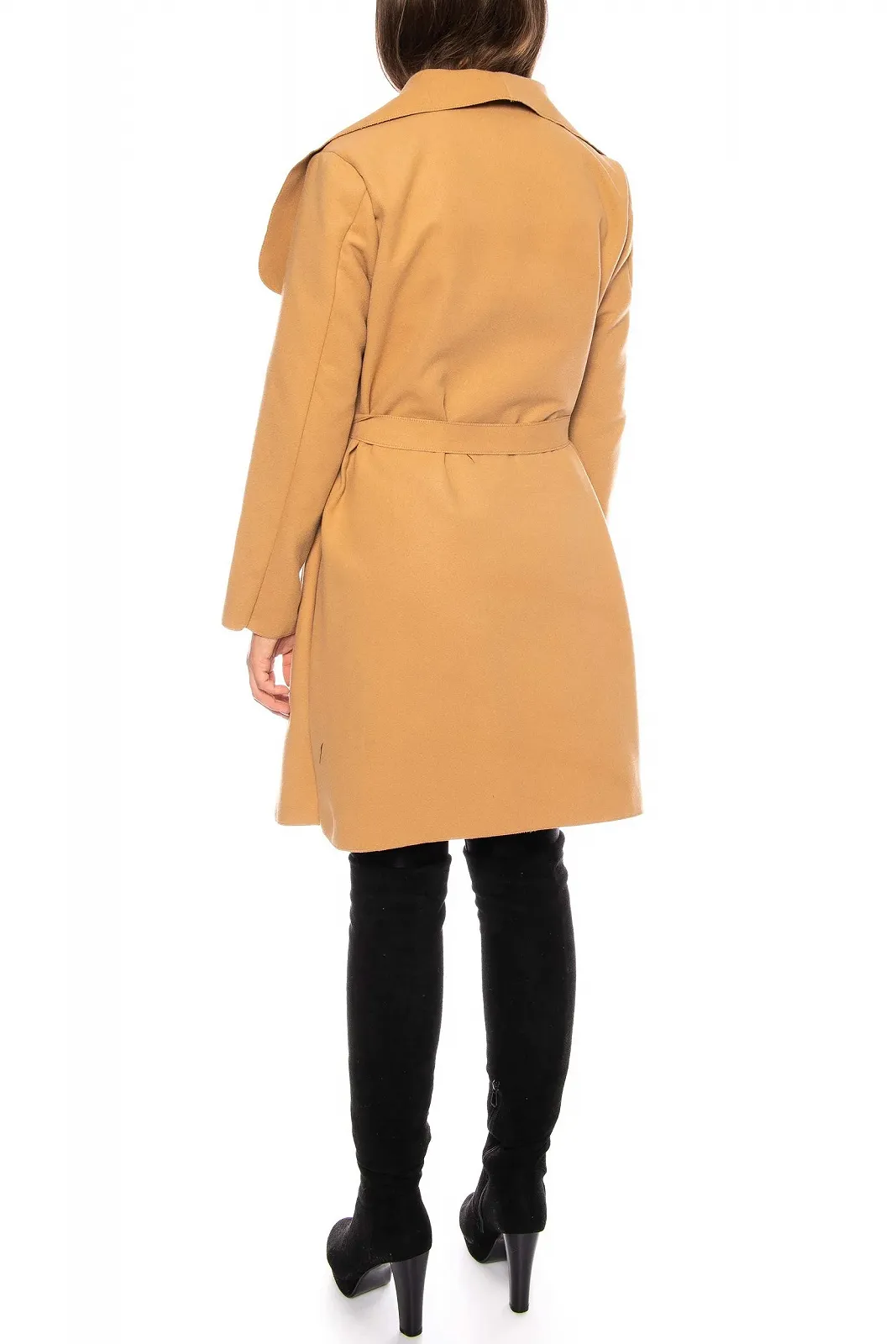 Тренч Kendindza Миди Женский с Поясом Круглый Воротник, фото №5