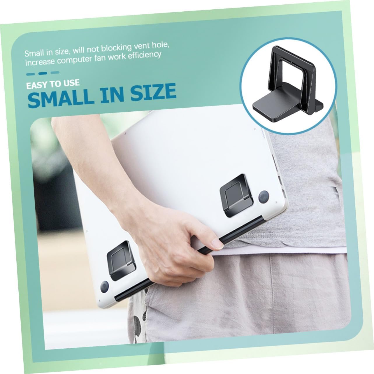 Подставка для ноутбука Kisangel Эргономичная PC Материал Складная Регулируемая по высоте для ноутбуков и планшетов Вентилируемая Портативная для офиса Конференц-зала и дома, фото №3