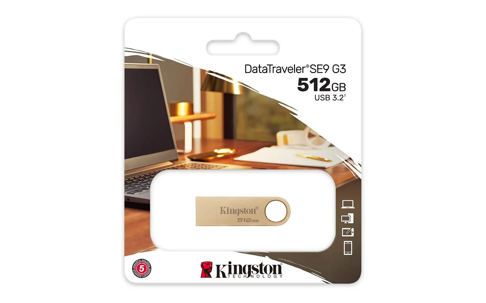 USB-флеш-накопичувач Kingston DataTraveler SE9 Gen 3 512 GB 220 MB/s USB 3.2 Gen 1 Металевий Золотистий, фото №3 USB-флеш-накопичувач Kingston DataTraveler SE9 Gen 3 512 GB 220 MB/s USB 3.2 Gen 1 Металевий Золотистий, фото №3