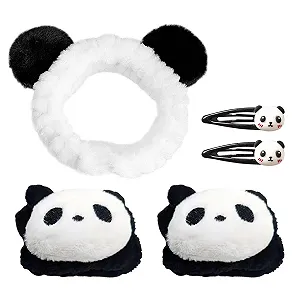 Повязка на голову Panda, 1 пара браслетов и 2 шпильки - Фото 1