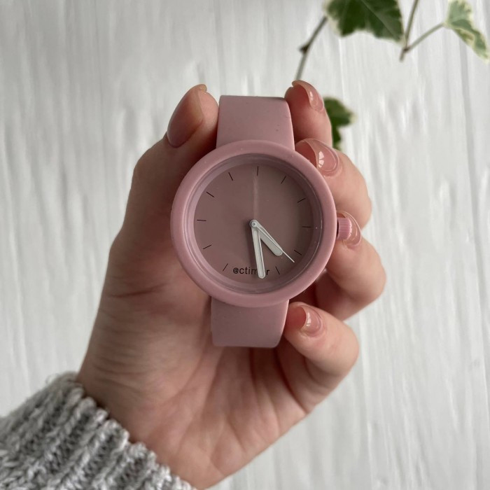 Женские силиконовые часы-конструктор actimer пудровый ремешок циферблат mate nude, фото №1