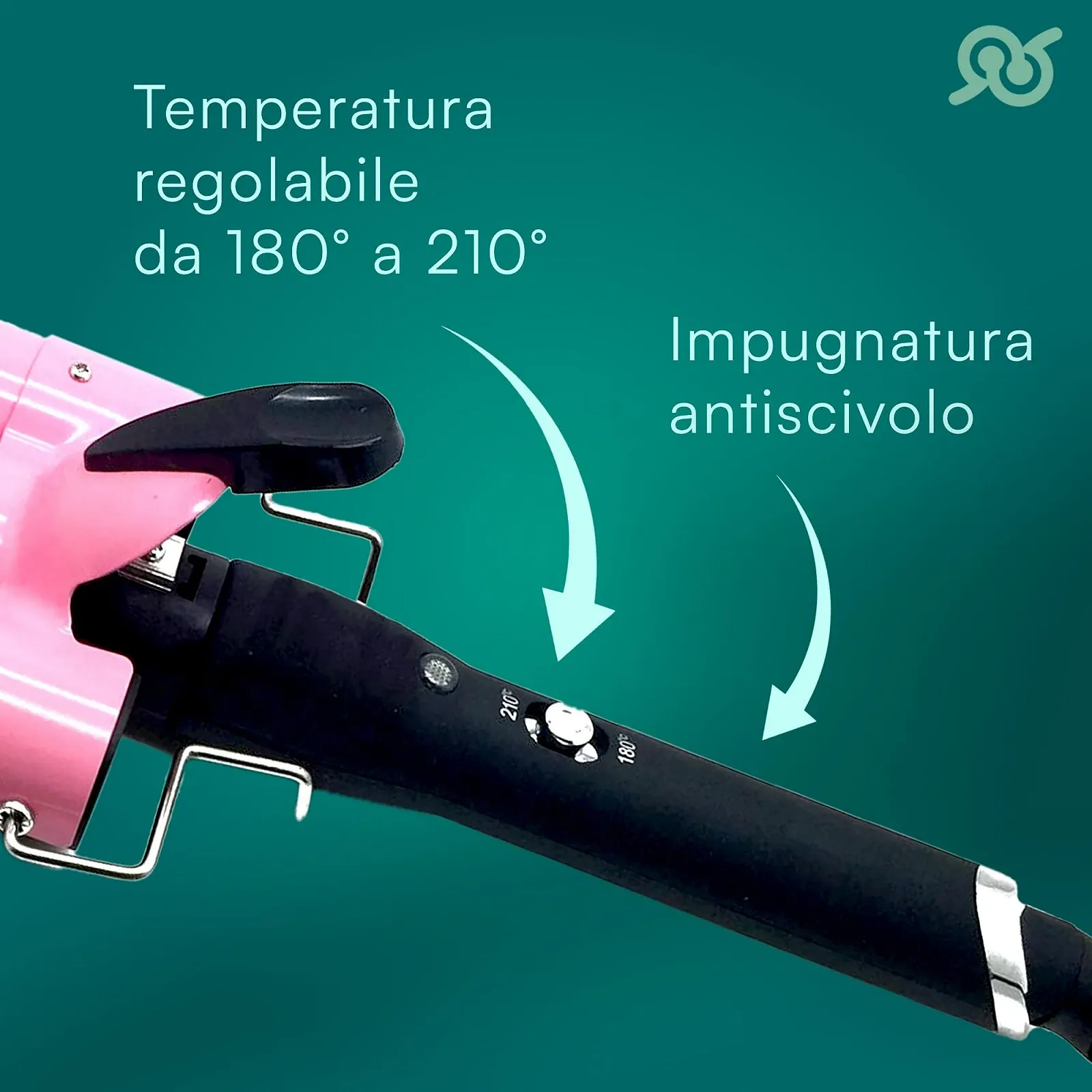 Плойка-хвиля TEMPO DI SALDI 3-ствольна 210°C Рожево-чорна, фото №3 Плойка-хвиля TEMPO DI SALDI 3-ствольна 210°C Рожево-чорна, фото №3
