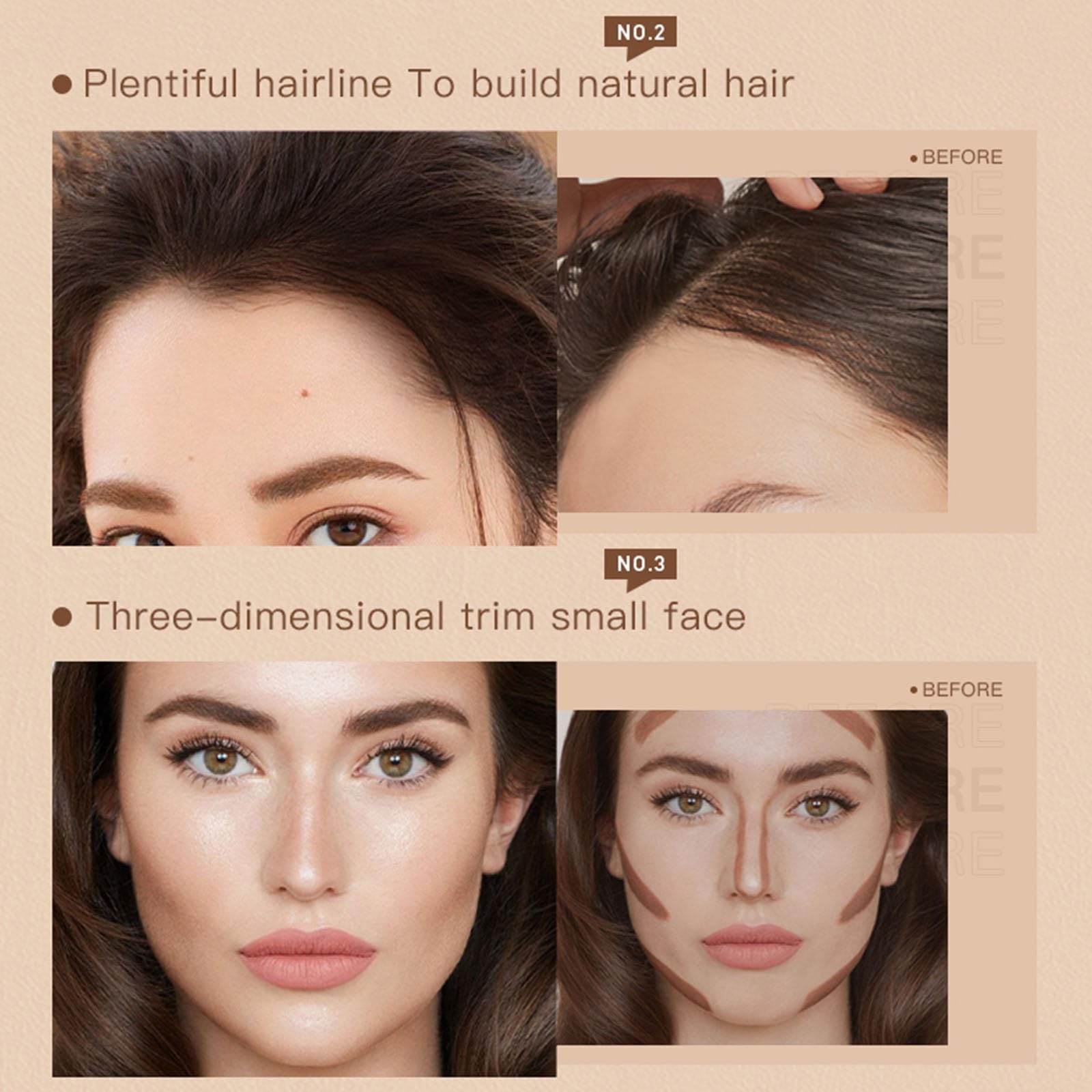 Пудра для брів Two-Tone Waterproof Hair Powder Чорний і темно-коричневий, фото №4