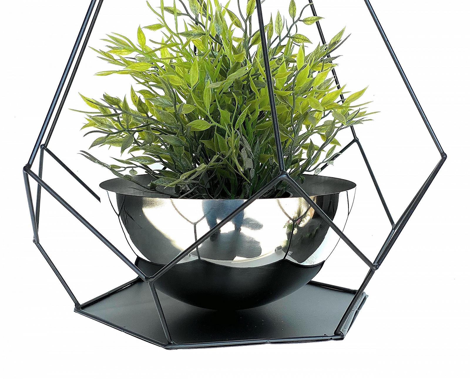 Підвісний кошик DanDiBo Набір 2 шт. металевий з горщиками 6 кутів Чорний, фото №5 Підвісний кошик DanDiBo Набір 2 шт. металевий з горщиками 6 кутів Чорний, фото №5