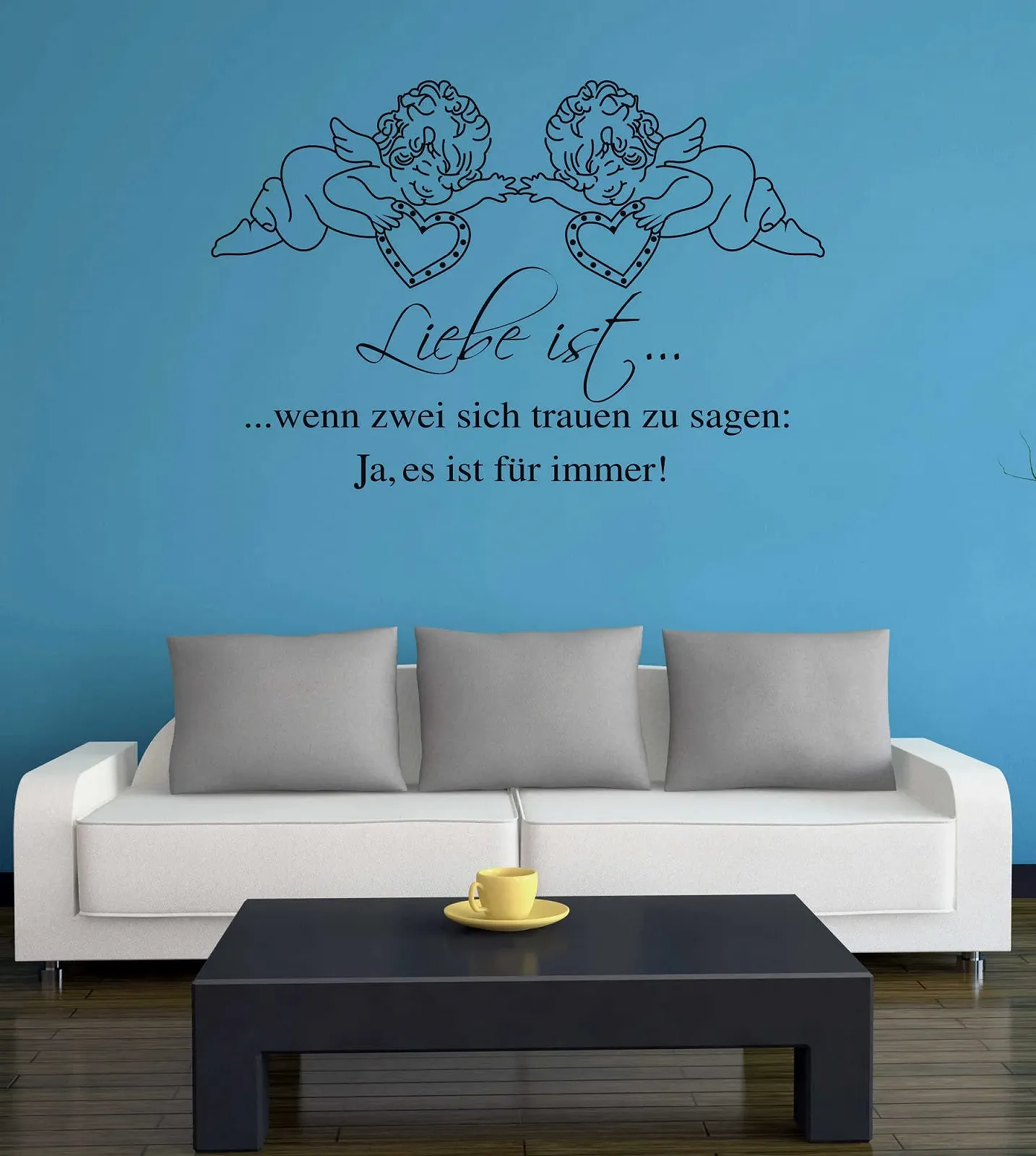 Наклейка на стену A571 "Liebe ist.. für immer!" 120 см x 80 см Black, фото №2