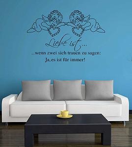 Наклейка на стіну A571 "Liebe ist.. für immer!" 120 см x 80 см Black synthetic.ua - Фото 1