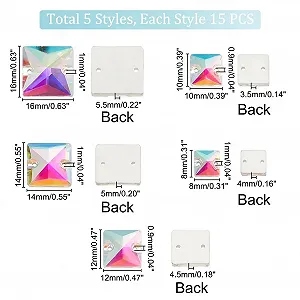 Квадратные стразы для пришивания 75 штук, 5 размеров, плоская задняя часть, стеклянные соединительные жемчужины synthetic.ua - Фото 1