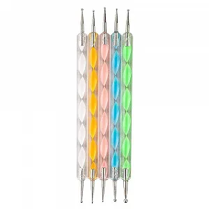 Набор дотсов для дизайна ногтей Ideen mit Herz Round Head Needles 5 штук - Фото 1