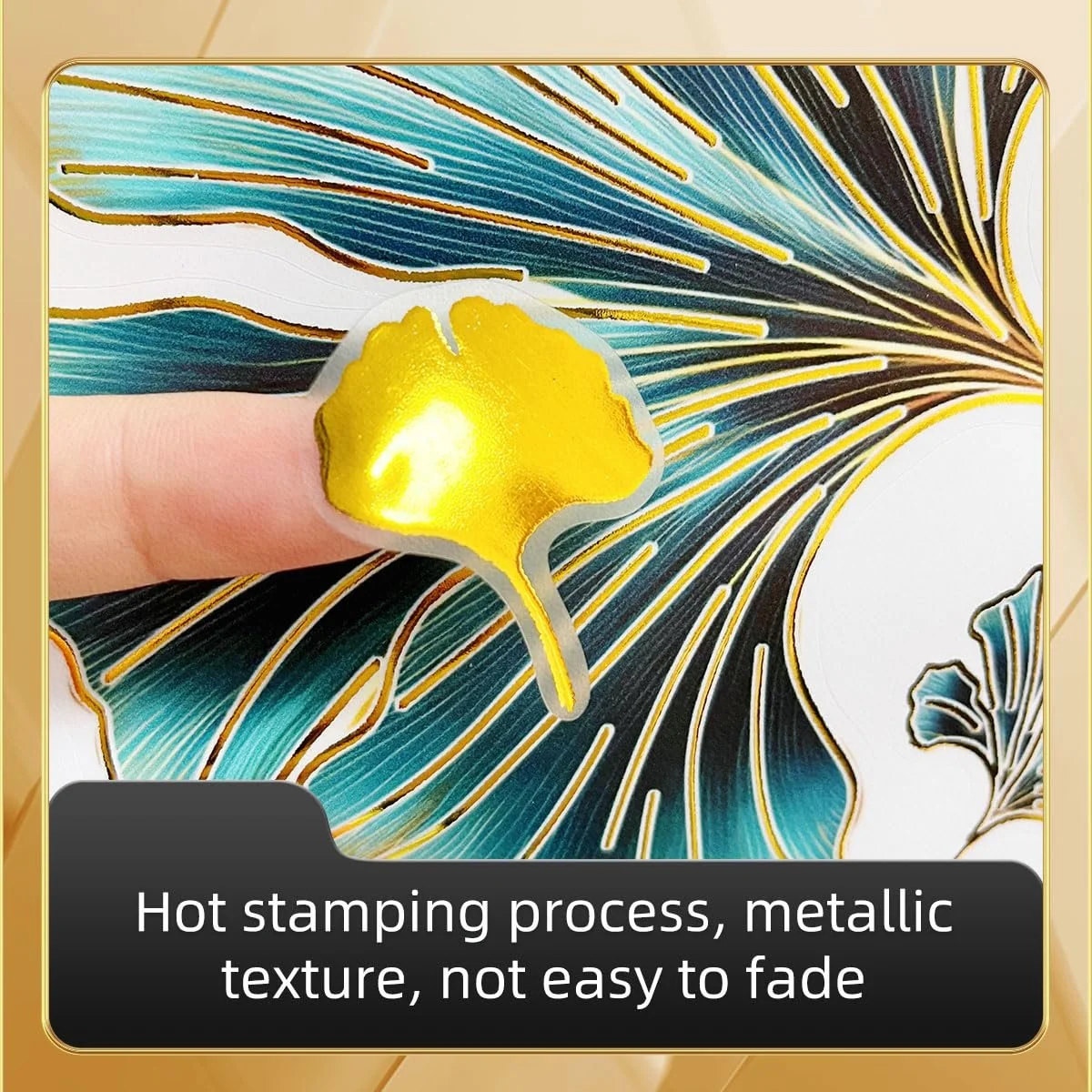 Наклейка на стіну WandSticker4U Листя гінкго 20 x 30 см золотий/зелений 3 шт, фото №4