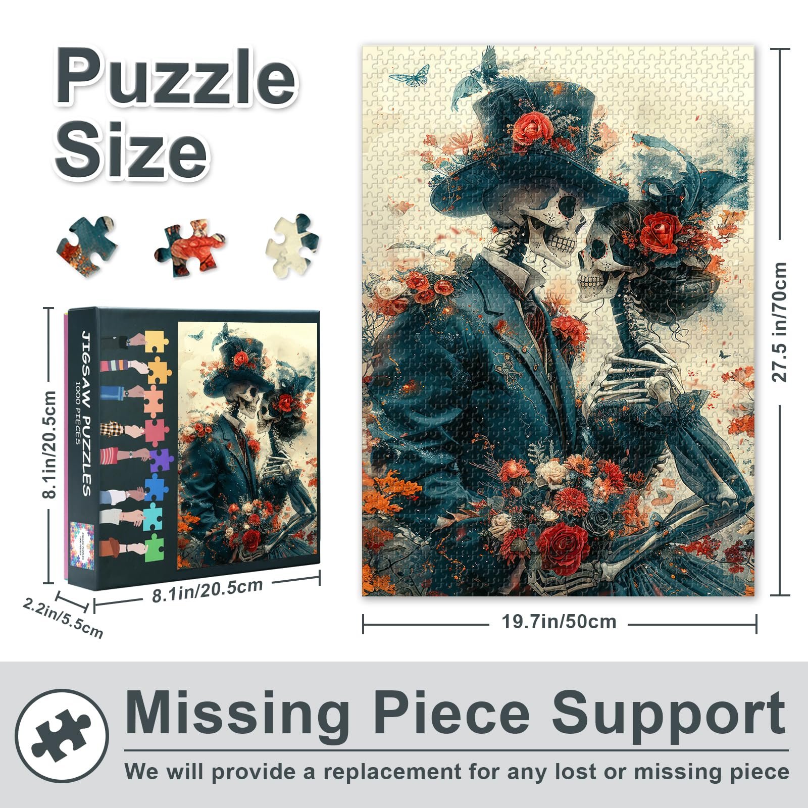 Пазл Romantic Skull Roses & Butterflies 1000 деталей 50 x 70 см, фото №3