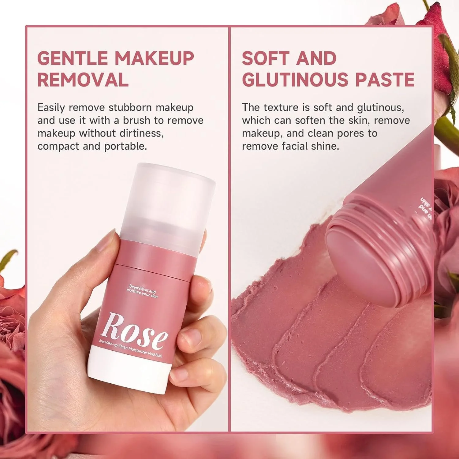 Маска-стик Глина Rose Clay для глубокой очистки пор, для сияющей кожи, контроль жирности, сужение пор и увлажнение, фото №3