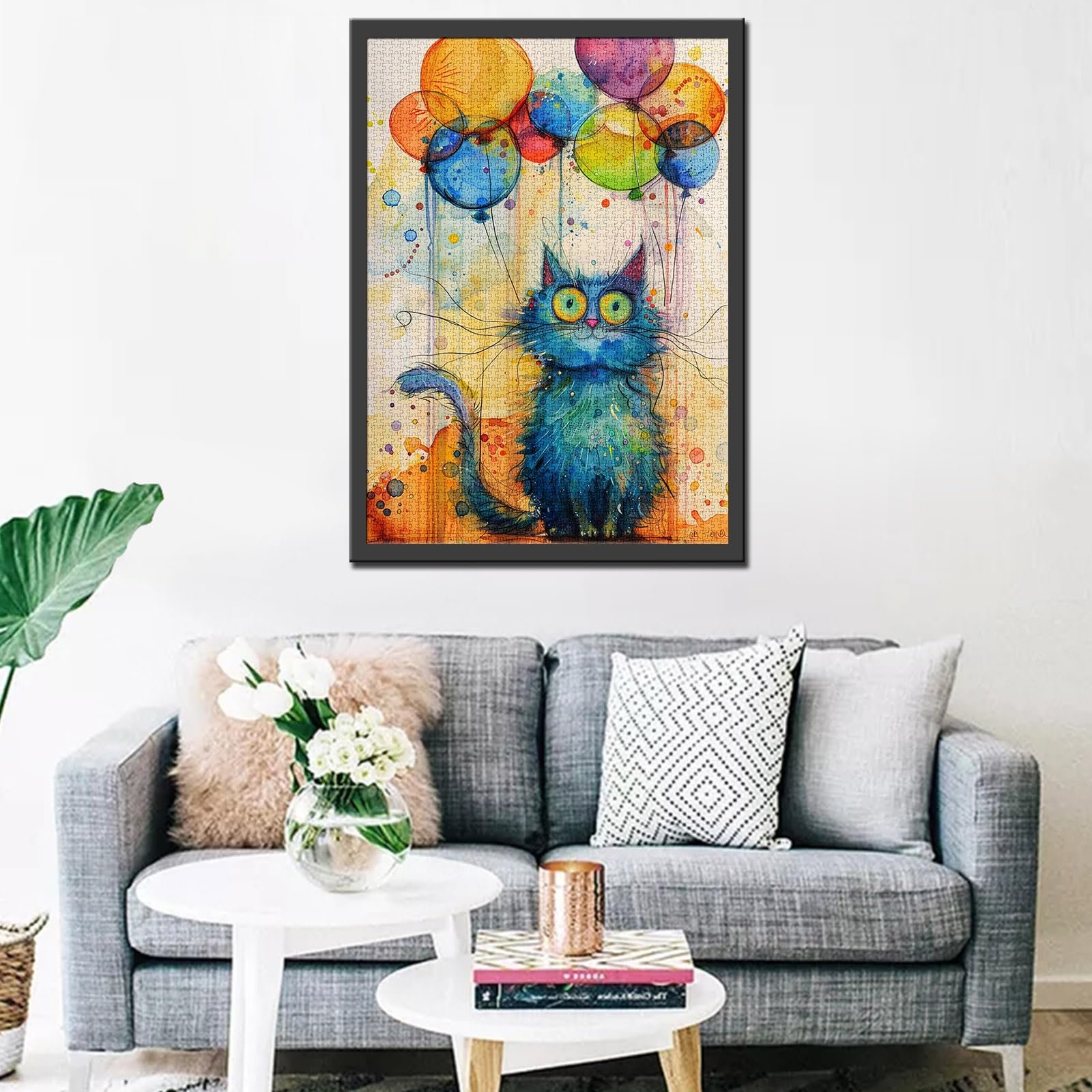 Пазлы Tucocoo Abstract Blue Cat Painting Colourful Balloons 1000 элементов DIY, фото №3