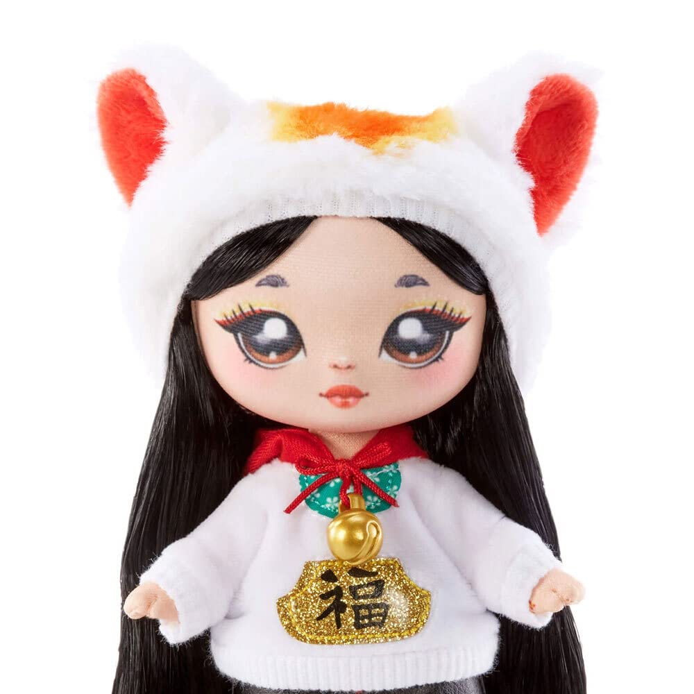 Кукла Na! Na! Na! Surprise Glam Series 2-Liling Luck Мягкая Плюшевая Кошка Черные Волосы Металлическая Сумочка на Зажиме, фото №3