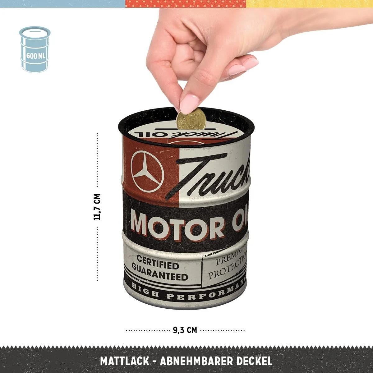 Скарбничка Nostalgic-Art Daimler Truck Motor Oil ретро металева 600 мл, фото №2