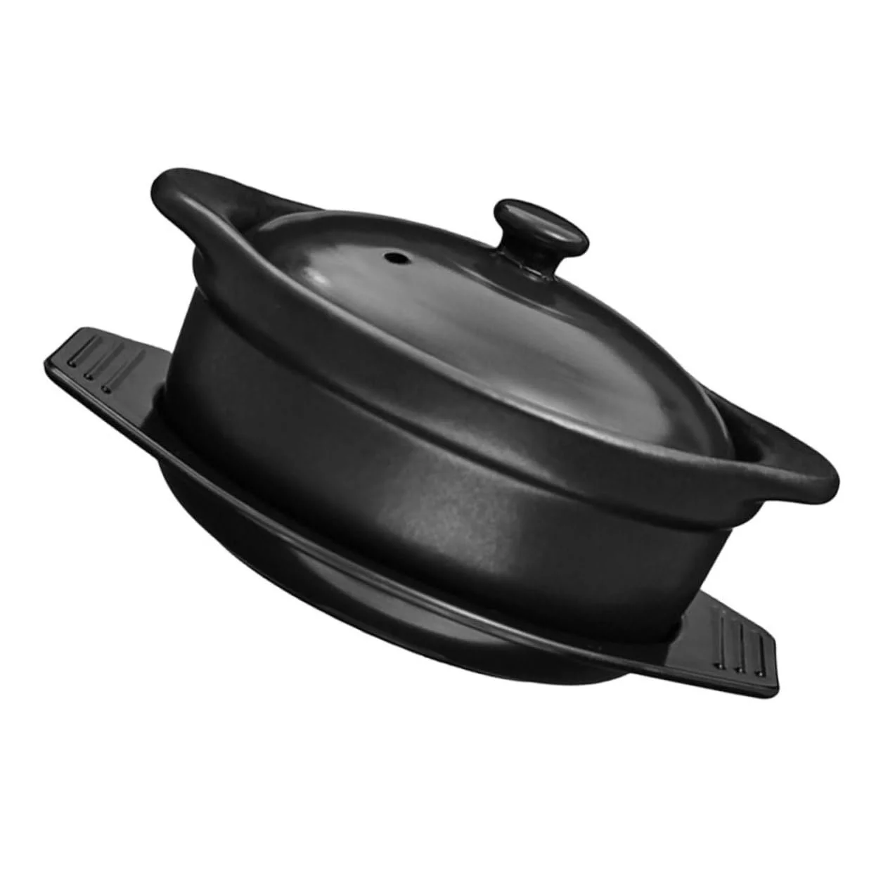 Каструля керамічна з кришкою термостійка з подвійними ручками для повільного тушкування, фото №1