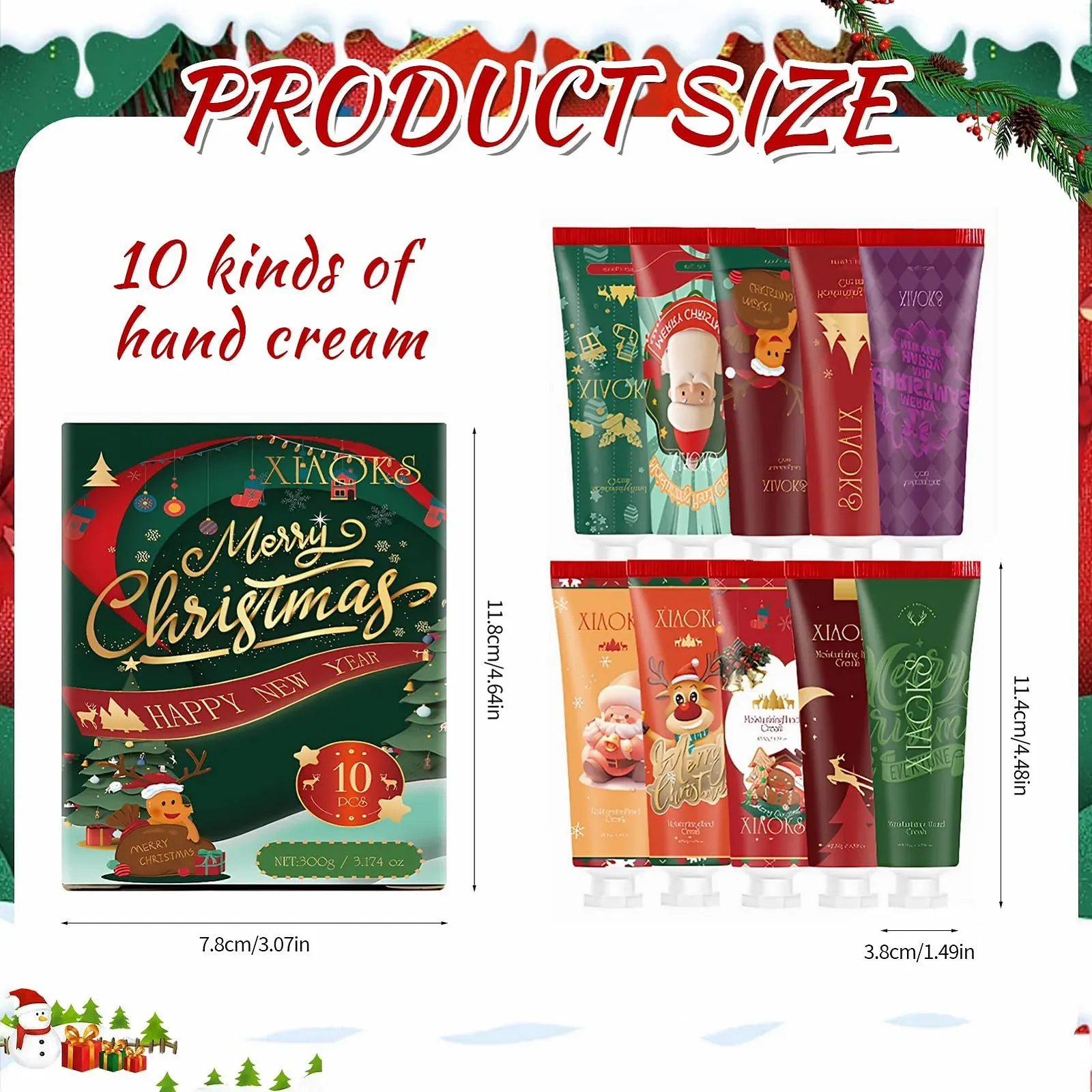Крем для рук Мини-набор, 10 шт Мини-крем для рук Рождественский для очень сухой кожи, Рождественский набор кремов для рук, Рождественские подарки для женщин, мужчин, коллег, детей, фото №2