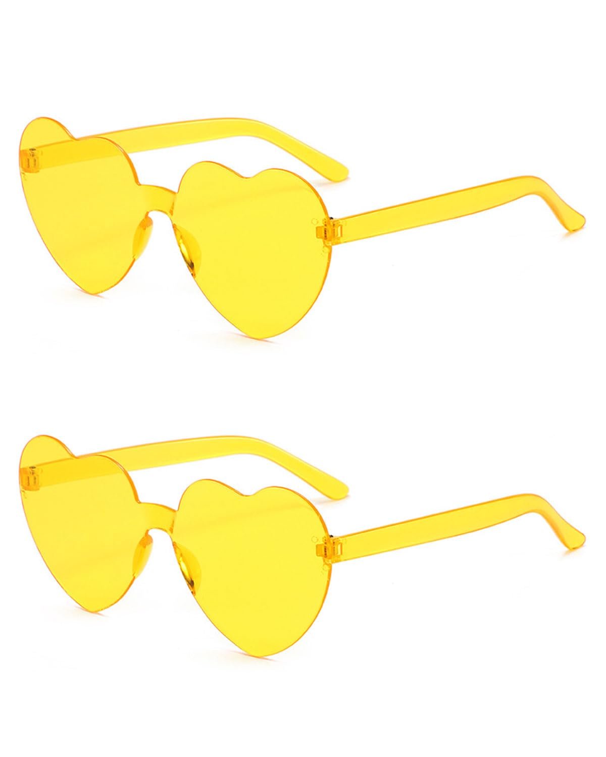 Солнцезащитные Очки В форме сердца Без оправы Желтый, фото №1