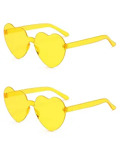 Солнцезащитные Очки В форме сердца Без оправы Желтый - Фото 1
