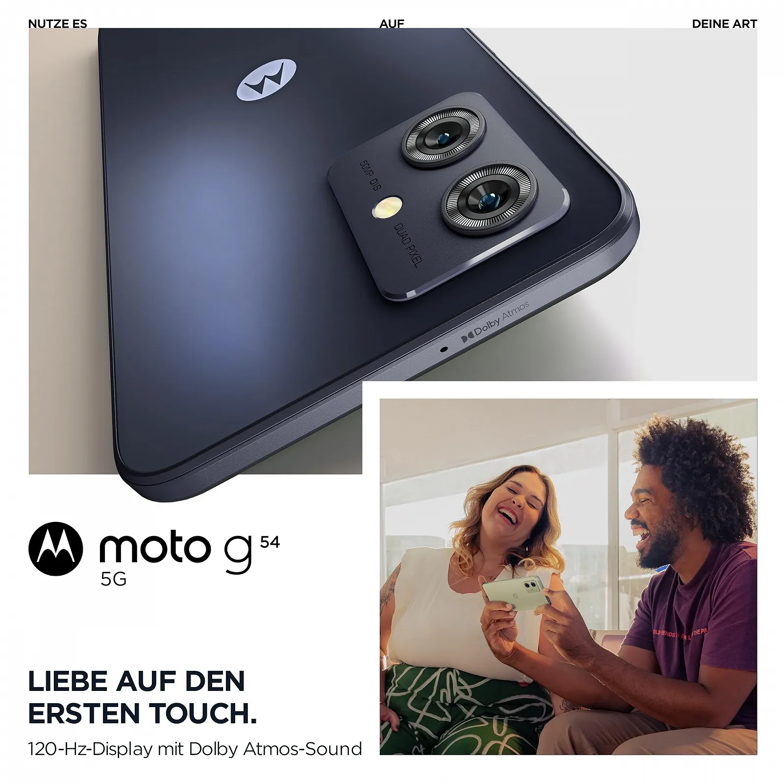 Смартфон Motorola moto g54 5G 6.5" FHD+ 50MP 8/256GB 5000mAh Android 13 Midnight Blue із захисним чохлом, фото №2