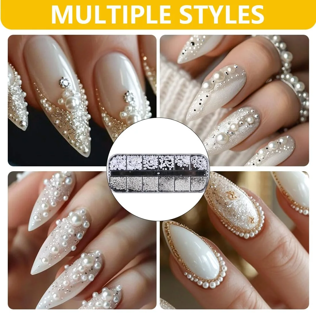 Жемчуг для ногтей Полужемчуг, Маленькие бусины из нержавеющей стали, Полукруглые жемчужные шарики для украшения ногтей и DIY украшений, 1 коробка, фото №5 Жемчуг для ногтей Полужемчуг, Маленькие бусины из нержавеющей стали, Полукруглые жемчужные шарики для украшения ногтей и DIY украшений, 1 коробка, фото №5