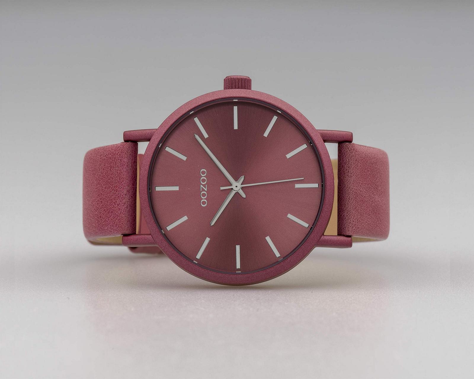 Женские часы Oozoo Кожаный ремешок 42 мм Colours of Oozoo Unicolour Пыльно-розовый C10449, фото №3