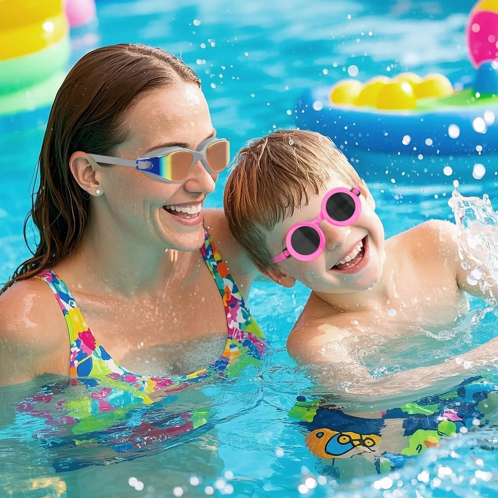 Очки для плавания детские для ныряния 3-10 лет Anti-Fog UV Protection 180° Wide Angle View с силиконовым уплотнителем, фото №7