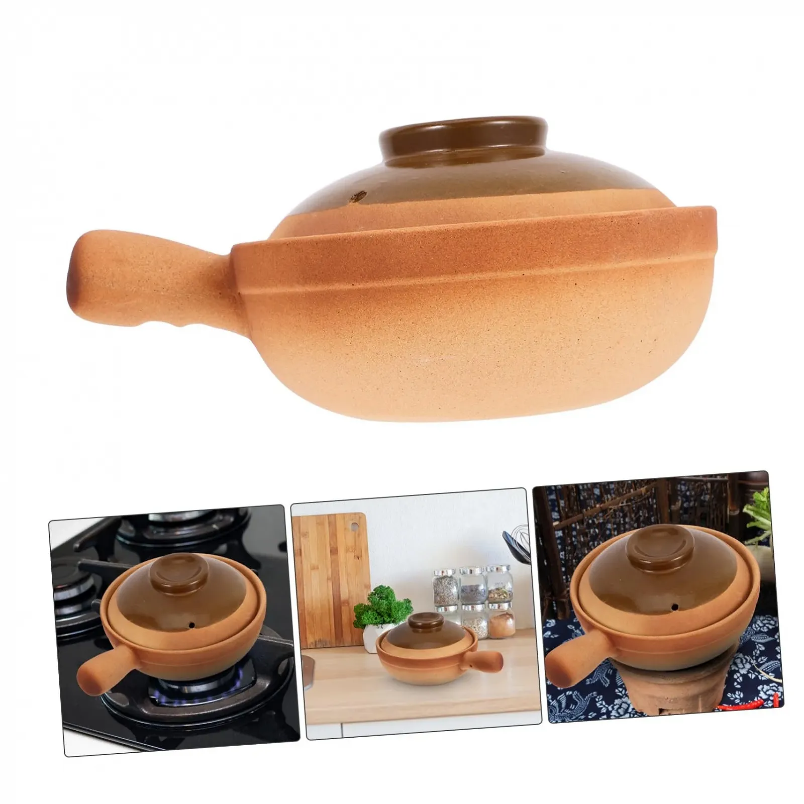 Кастрюля керамическая традиционная с крышкой для тушения и каш, фото №7