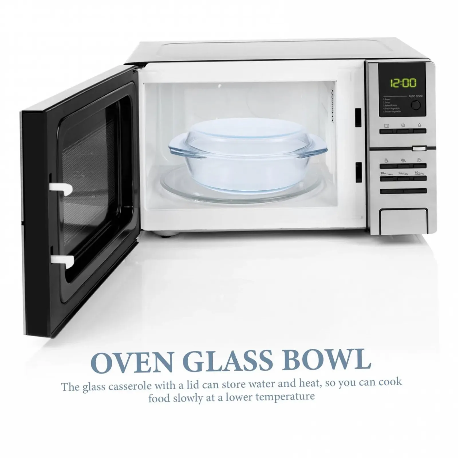 Кастрюля стеклянная VALICLUD круглая с крышкой для микроволновой печи и духовки, фото №3