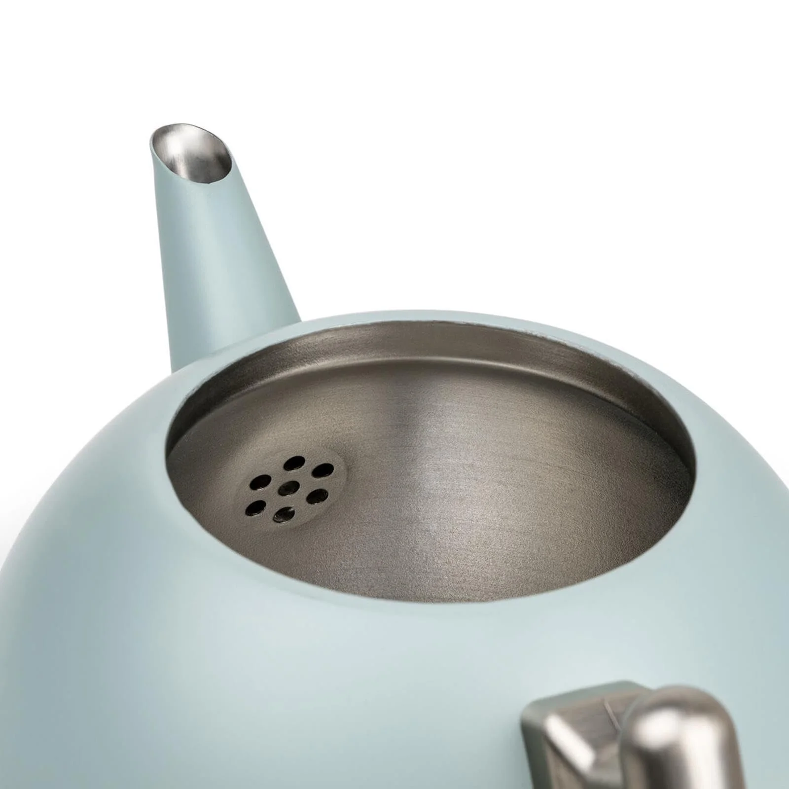 Чайник-заварник Bredemeijer Ball 1.2 л, великий, світло-блакитний, з нержавіючої сталі, з подвійними стінками, з фільтром-ситом та чорною дерев'яною підставкою, фото №3
