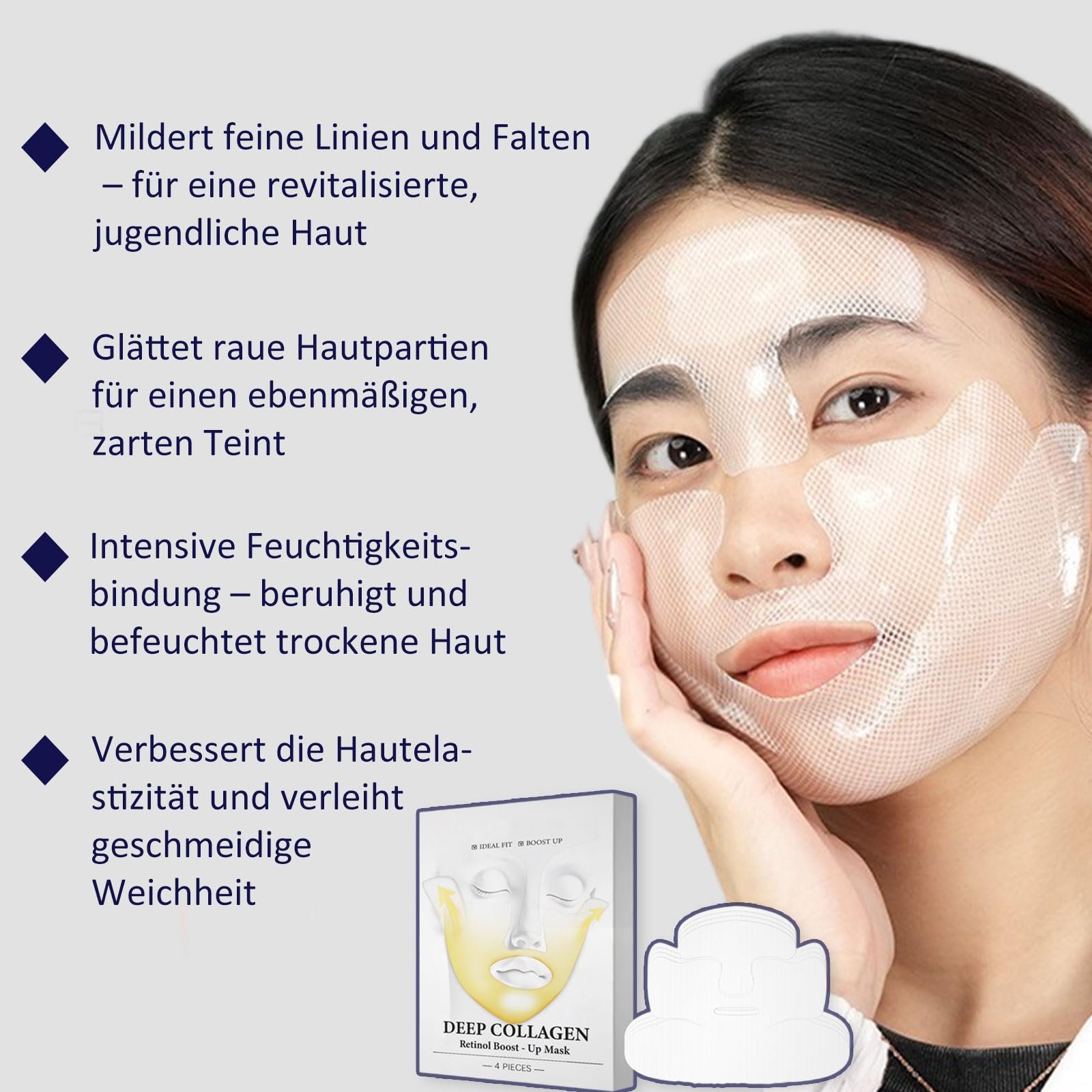 Маска для лица коллагеновая для подтяжки подбородка V-Line с ретинолом, 4 шт, фото №2