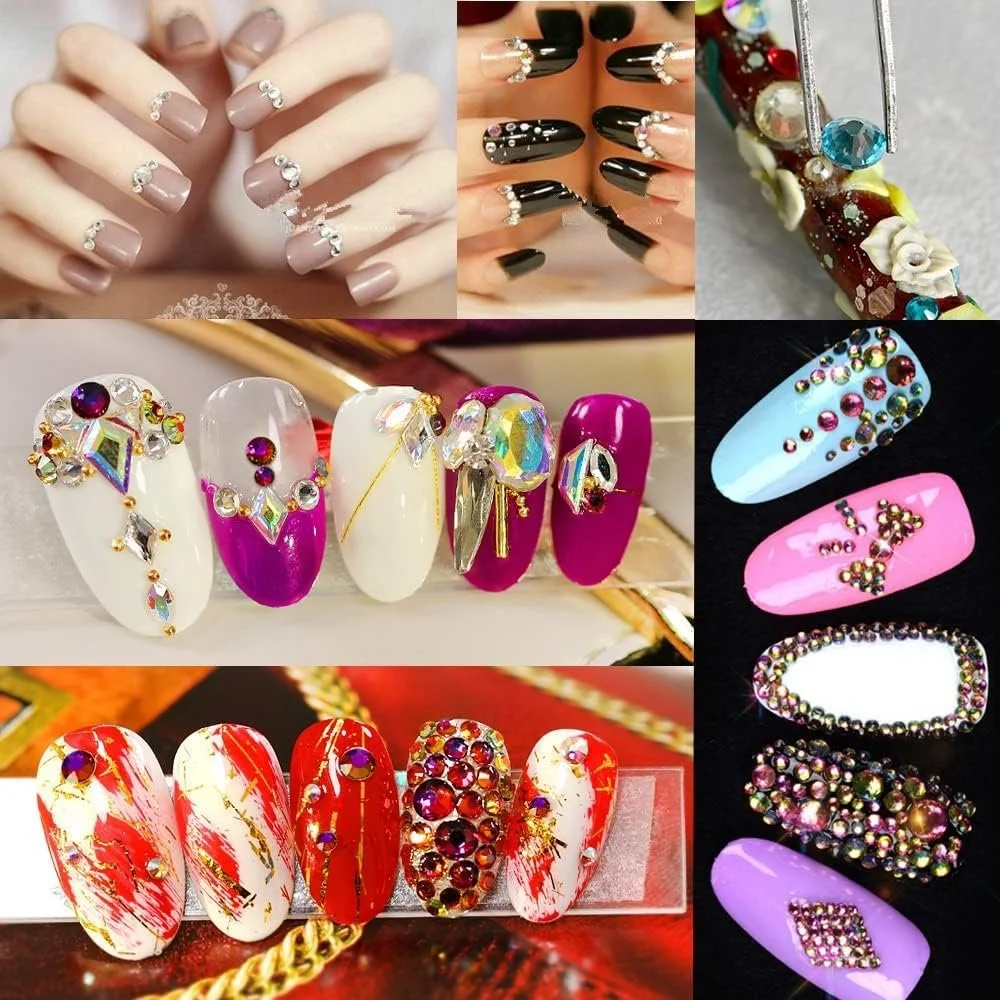 Самоклеючі блискучі камінці, 2300 штук, блискучі діаманти для макіяжу обличчя, прикрас та святкових аксесуарів, 14 аркушів, фото №7