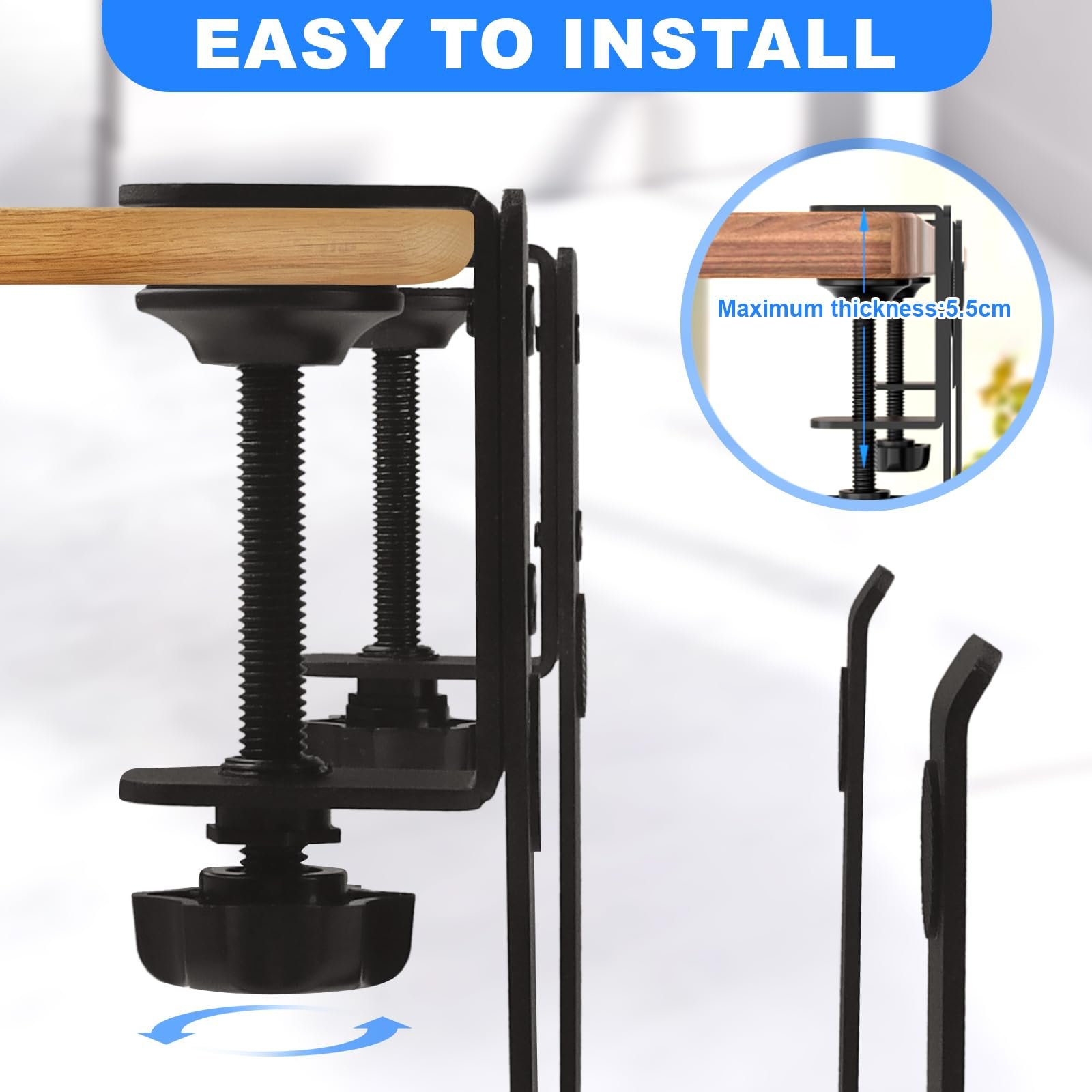 Подвесной органайзер для ноутбука Алюминиевый регулируемый держатель для ноутбука сбоку стола Грузоподъемность 10 кг Нескользящая подвеска, фото №4