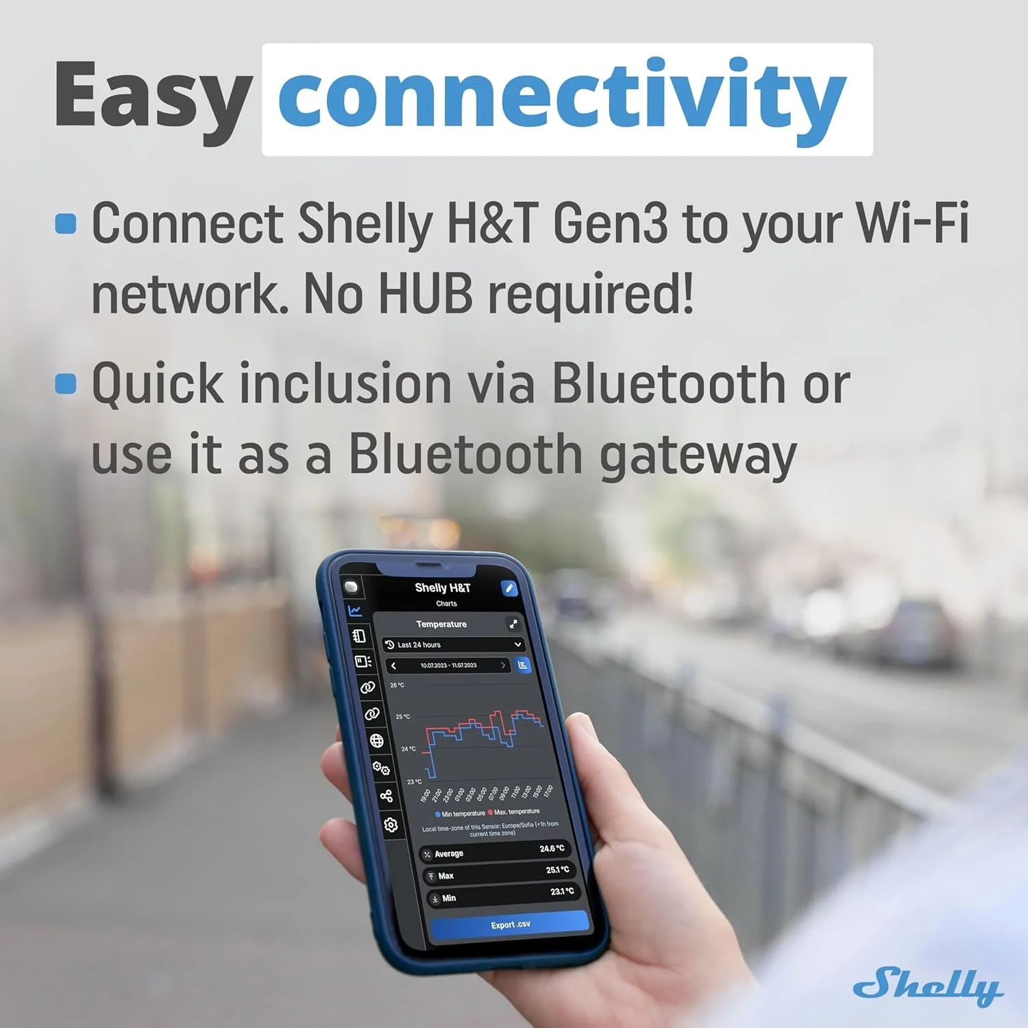 Датчик температури та вологості Shelly H&T Gen3 White / Wi-Fi / Bluetooth / Smart керування / Білий, фото №3 Датчик температури та вологості Shelly H&T Gen3 White / Wi-Fi / Bluetooth / Smart керування / Білий, фото №3