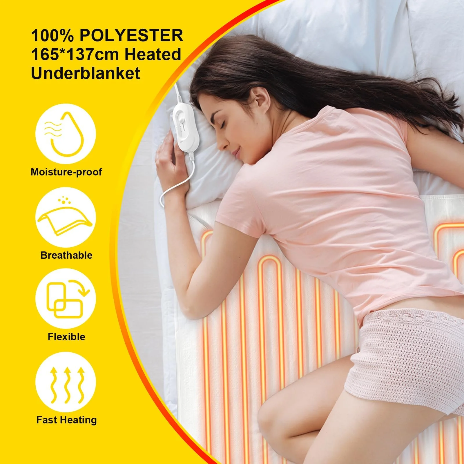 Электрическая простынь Lisheth King 165 x 137 см Белая, фото №3