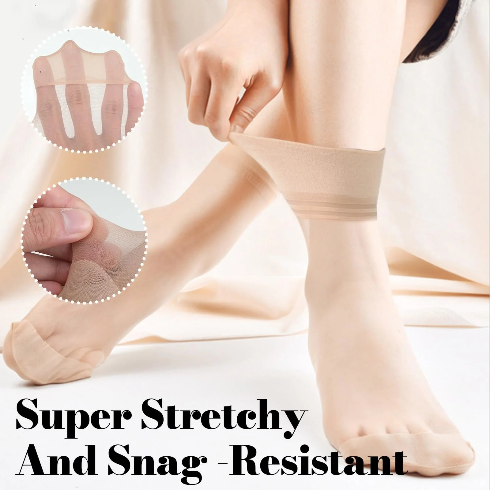 12 пар женских прозрачных нейлоновых чулок, матовые прозрачные нейлоновые тонкие носки, тонкие носки до щиколотки для женщин, шелковые носки с усиленным носком, прозрачные носки, телесный цвет, фото №3