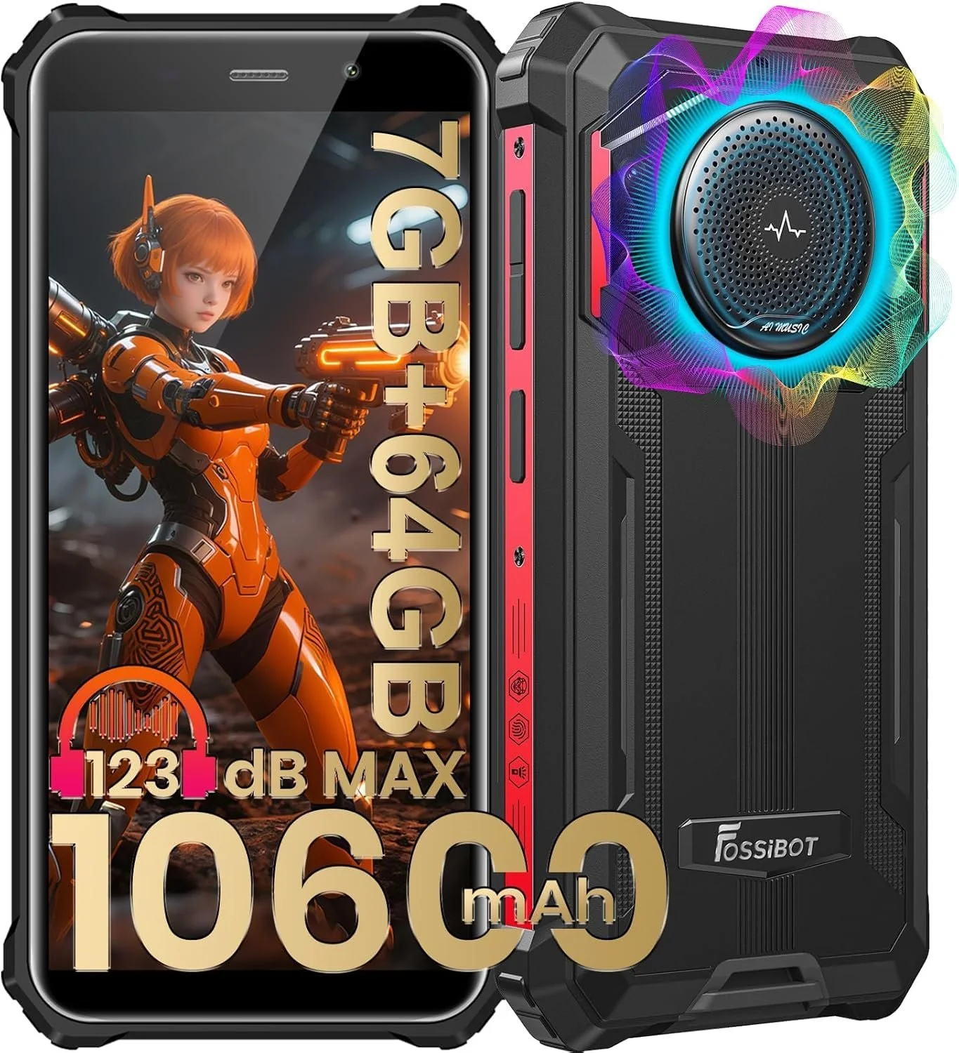 Смартфон FOSSiBOT Outdoor Android 13 7GB + 64GB/1TB 20MP 123 дБ (Ярко-красный), фото №1