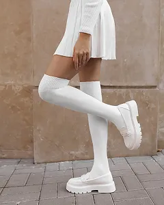 Білі півсезонні панчохи над коліном для дівчини - Фото 1