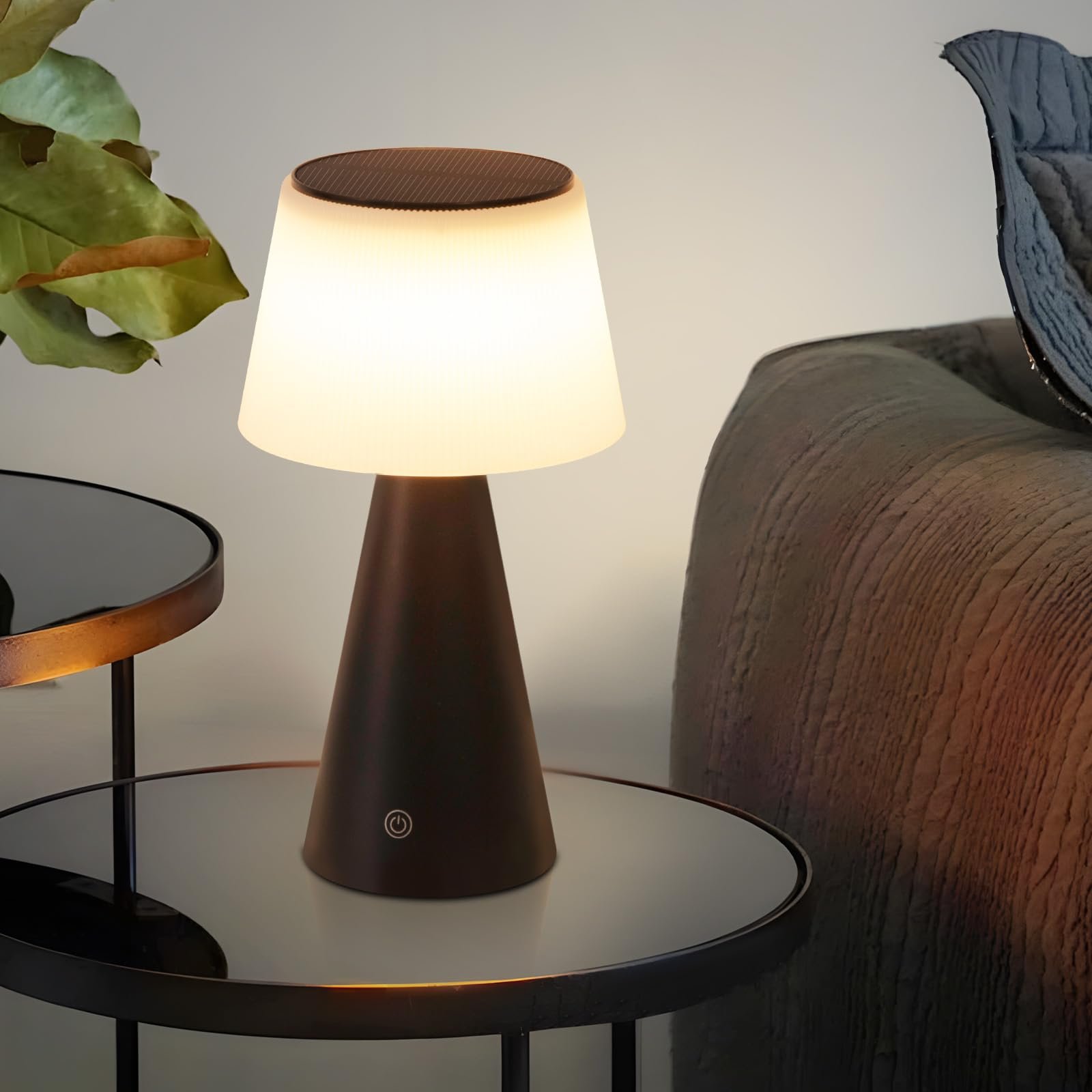 Настільна лампа LED Сонячна Бездротова USB-C Сенсорна Діммована 3000 K - 5000 K 3600 мАг Акумуляторна (Чорна), фото №3