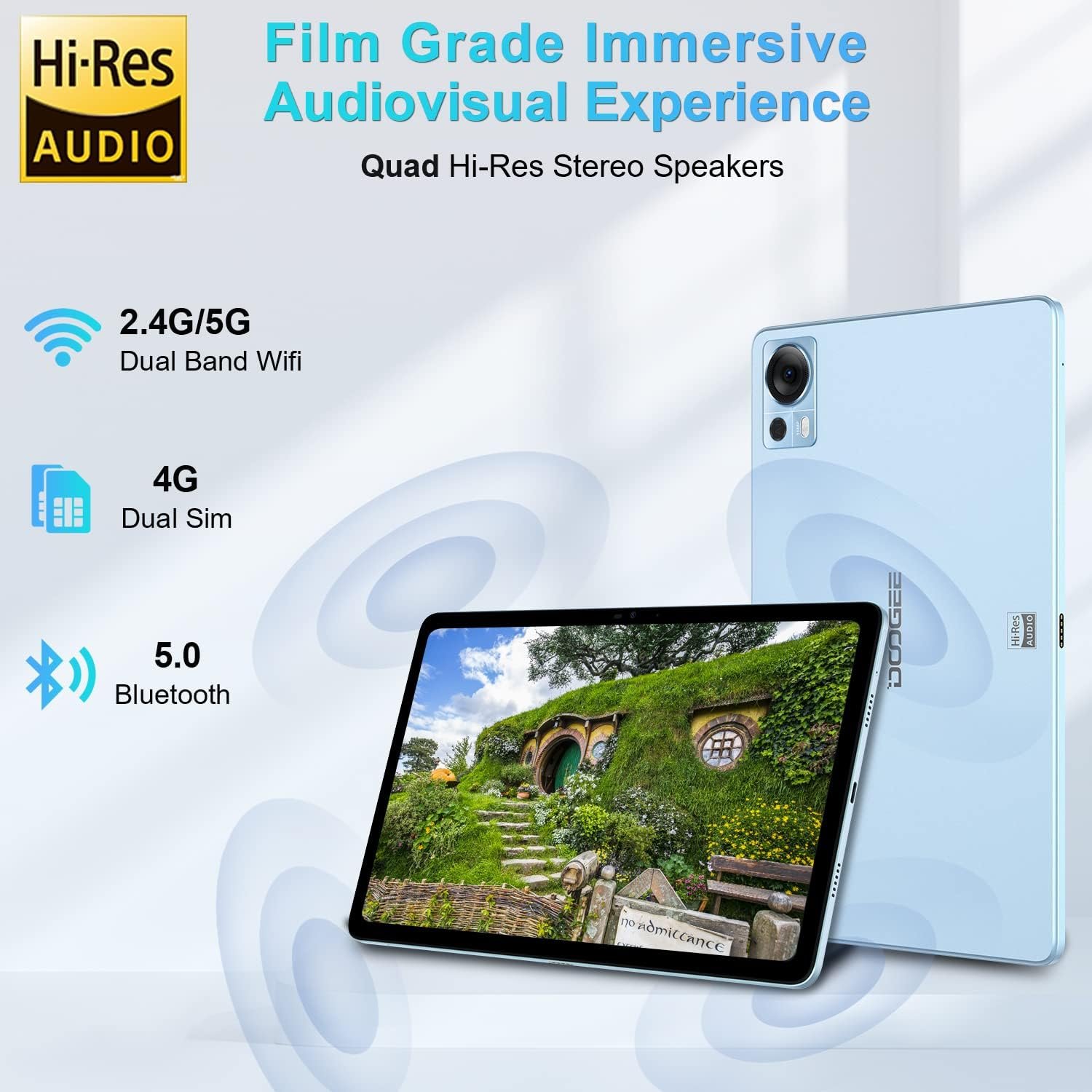 Планшет 10.4" 2K DOOGEE T20 8+7/256Gb 4G 2-SIM 8 ядер Android 12 8300 mAh Голубой, фото №5