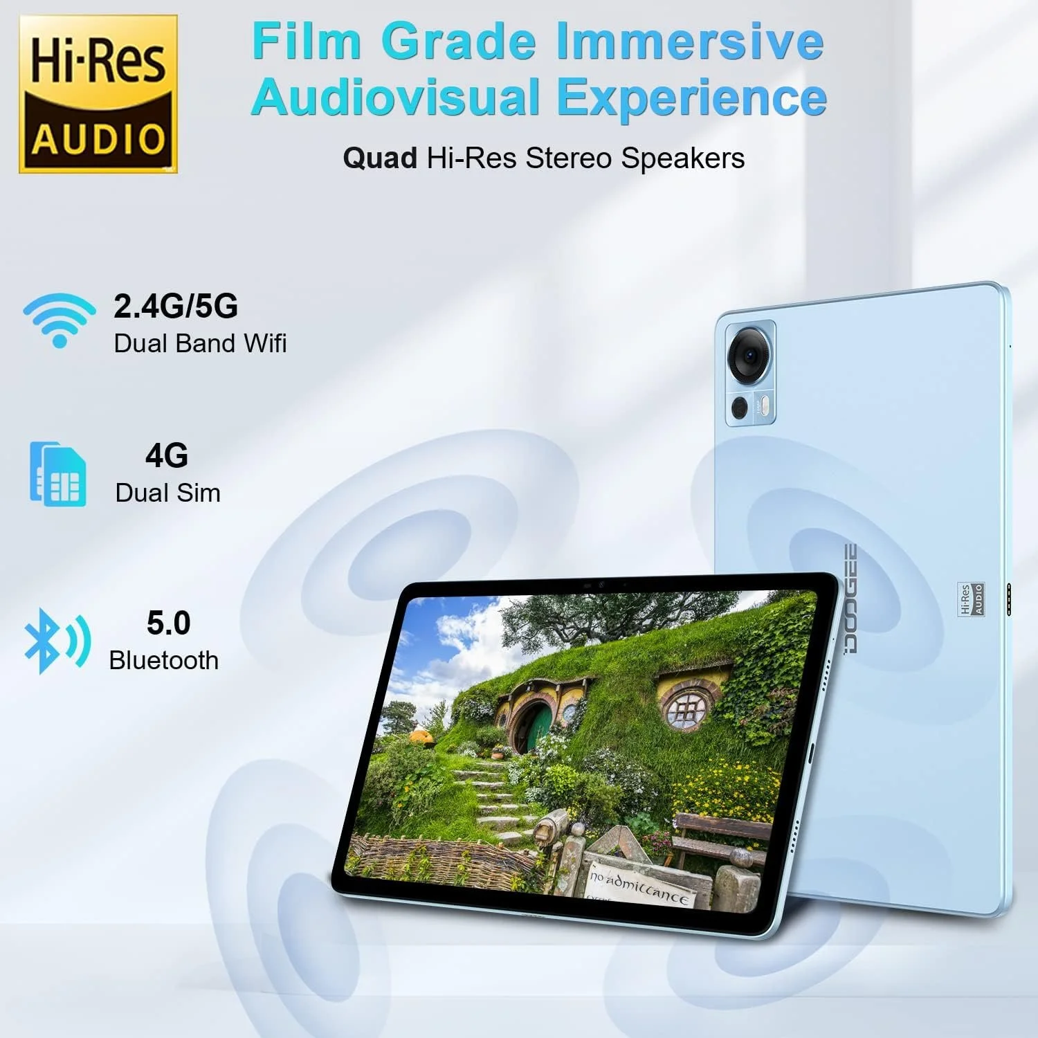 Планшет 10.4" 2K DOOGEE T20 8+7/256Gb 4G 2-SIM 8 ядер Android 12 8300 mAh Блакитний, фото №5