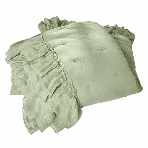 Покрывало Loberon Martone Мягкая подкладка Хлопок, Лён, Зеленый - Фото 1