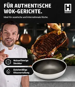 Сковорідка-Wok HENSSLERS® 30 см Нержавіюча сталь та алюміній synthetic.ua - Фото 1