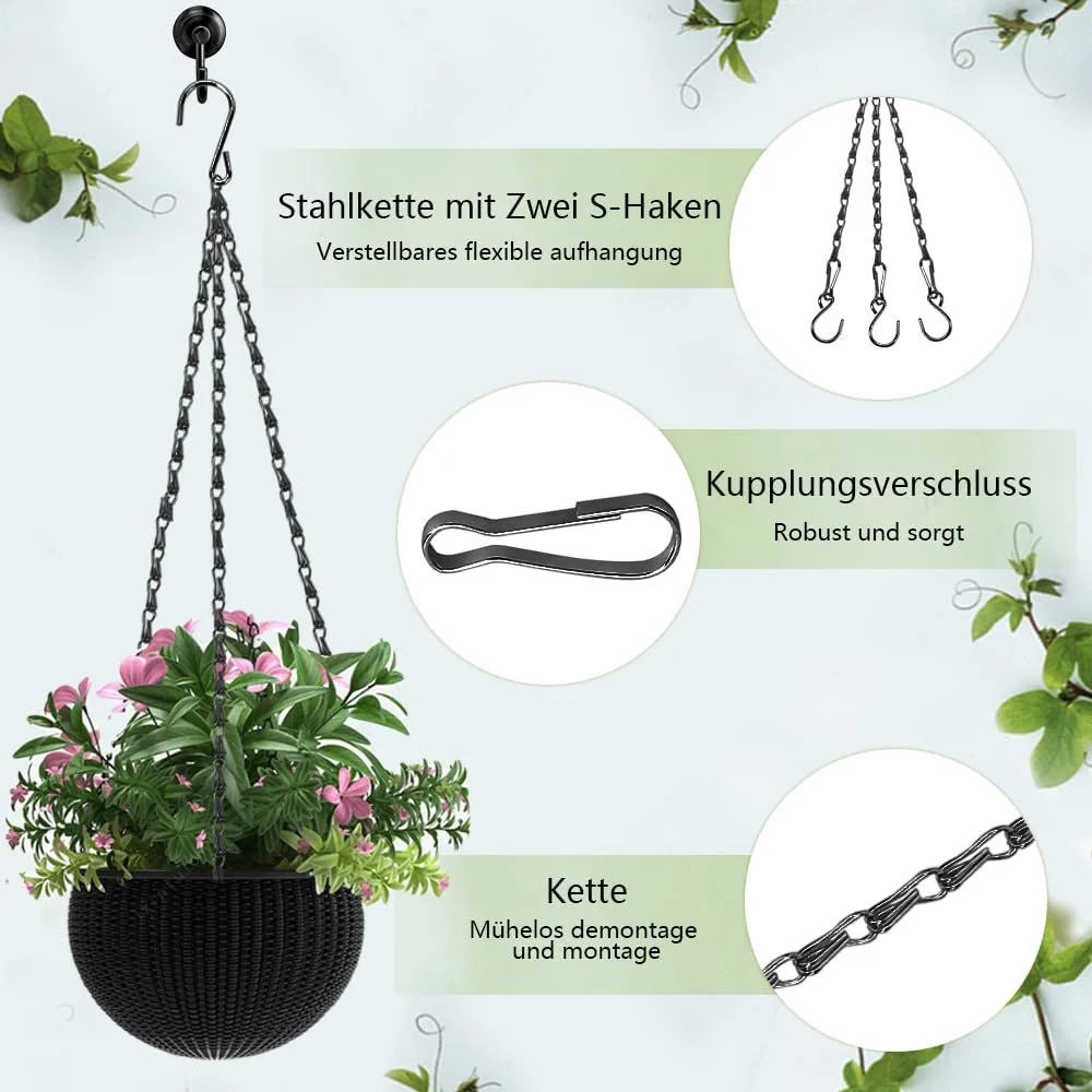 Ланцюг для підвісних кошиків 10 штук 11.4 дюйма метал з S-подібними гачками Black, фото №3