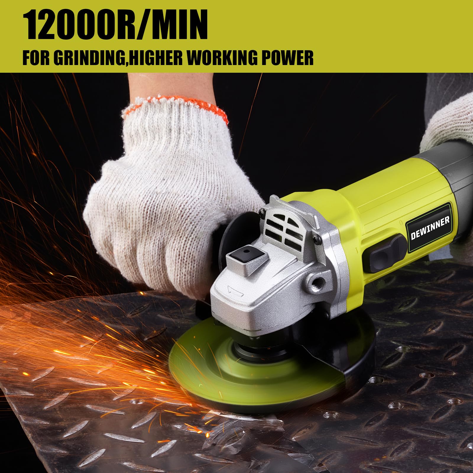 Кутова шліфувальна машина DEWINNER 850W 6 Дисків 115mm Захисний чохол з додатковою ручкою, фото №6
