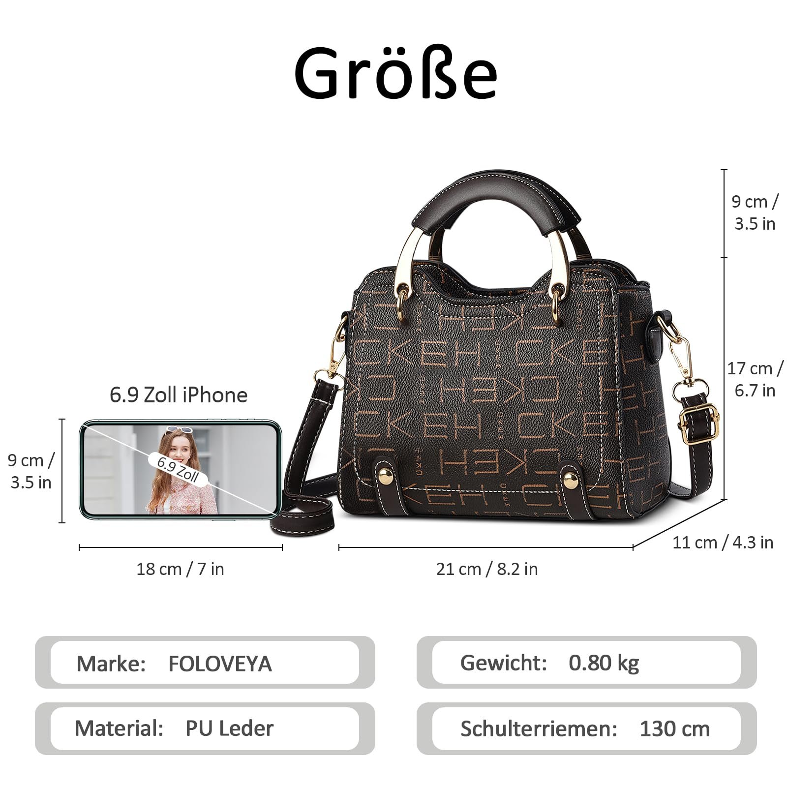 Сумка жіноча FOLOVEYA A-AR, кавові літери, фото №6 Сумка жіноча FOLOVEYA A-AR, кавові літери, фото №6