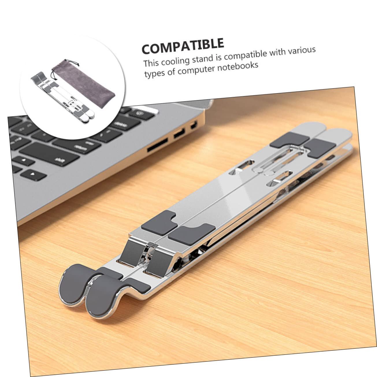 Регульована складна підставка для ноутбука NOLITOY з алюмінієвого сплаву, ергономічна металева, фото №2